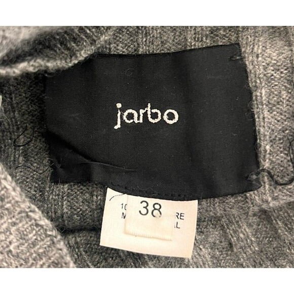 Jarbo 100% Cashmere Gray Ribbed Mock Neck Sweater Top Size 38 Thumbholes Luxe - Picture 6 of 7